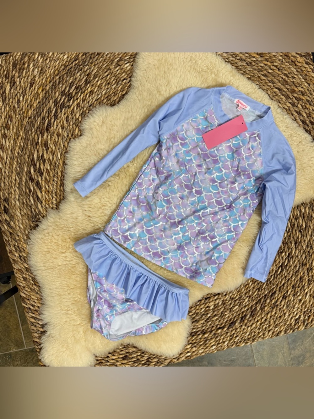 Kids Long-Sleeve Lavender & Aqua Mermaid Rashguard Set